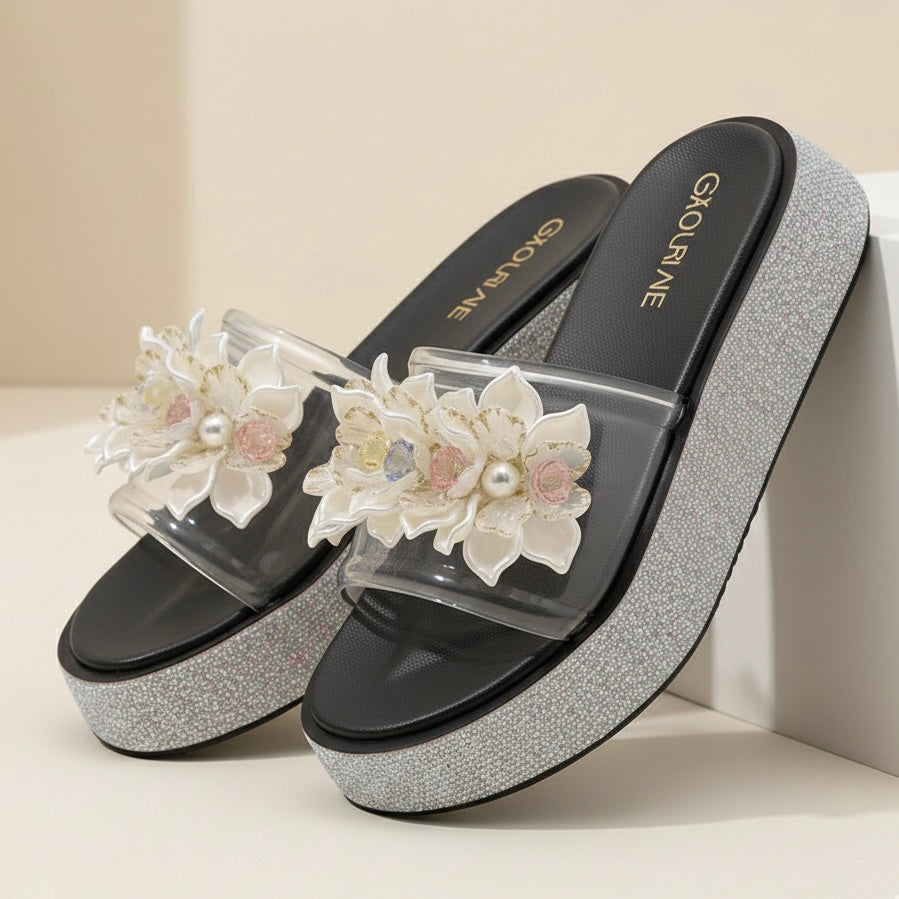 Transparent pearl slipper
