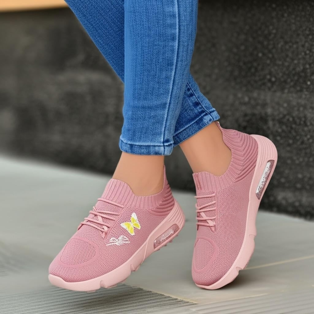 Pink fabric shoes