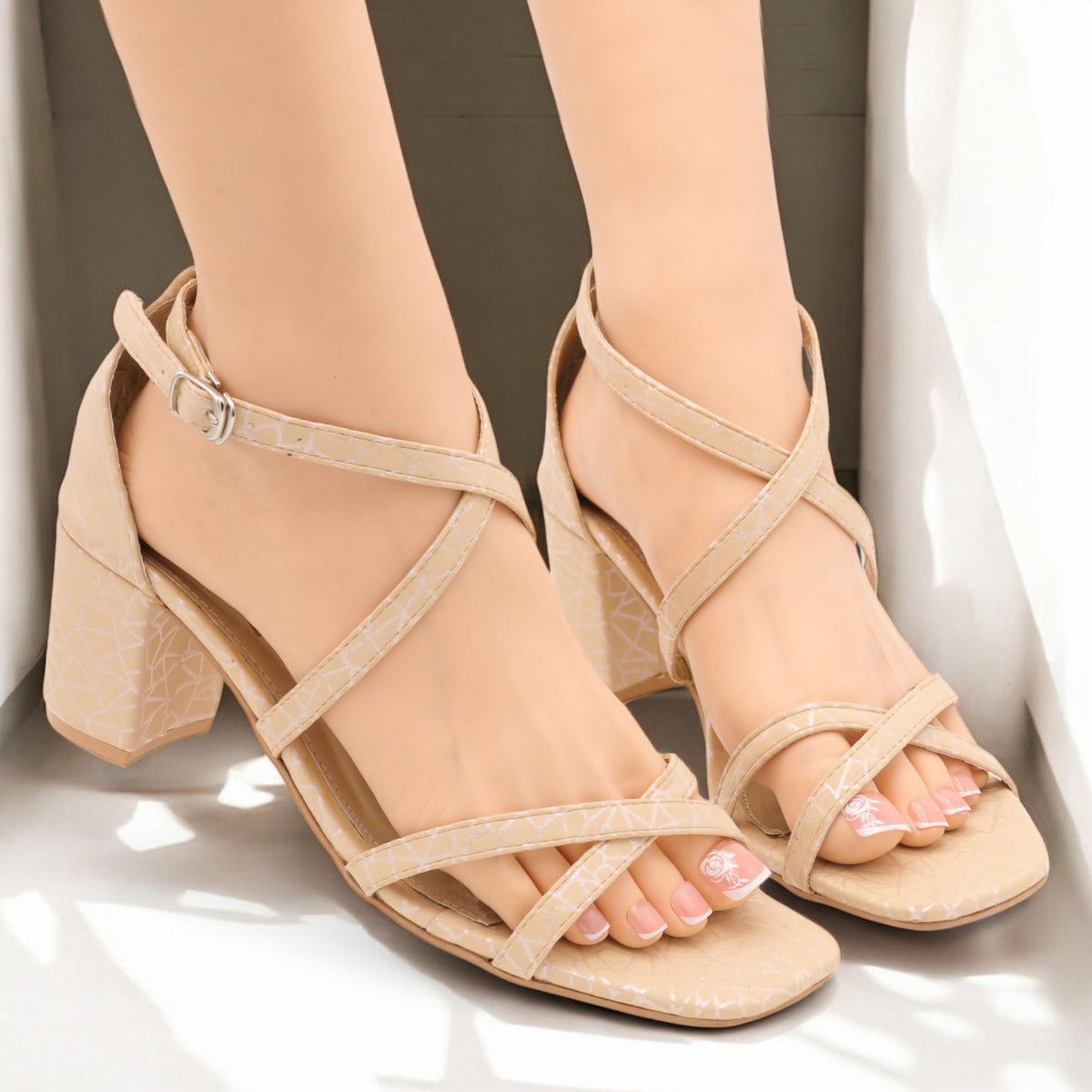 Cross strap heel-R14-1