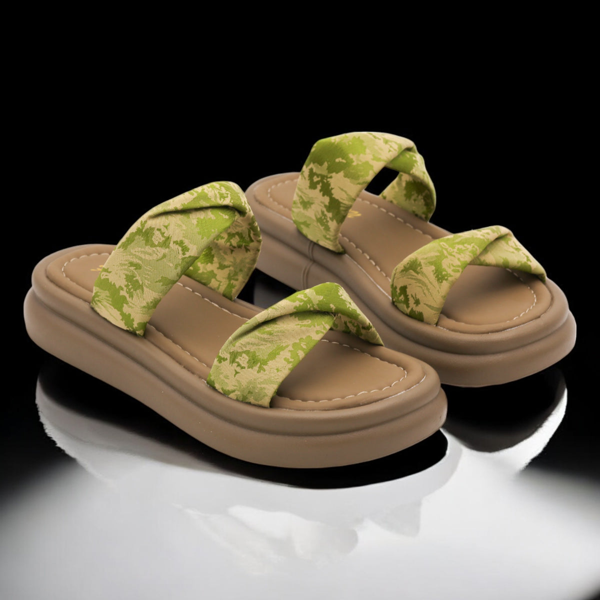 Green silk slipper