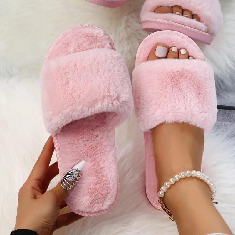 Pink fur slipper
