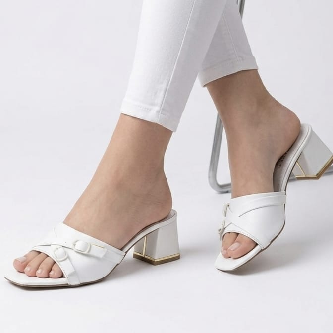 White Block heel
