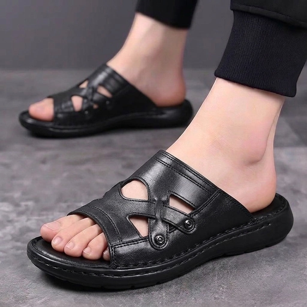 Men02 leather slipper