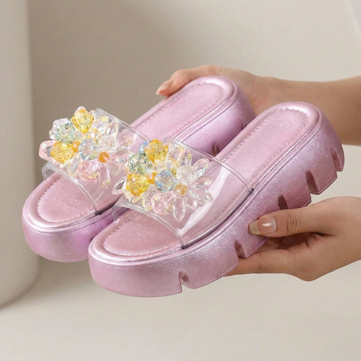 Clearance SALE  Transparent pearl slipper -R15-3