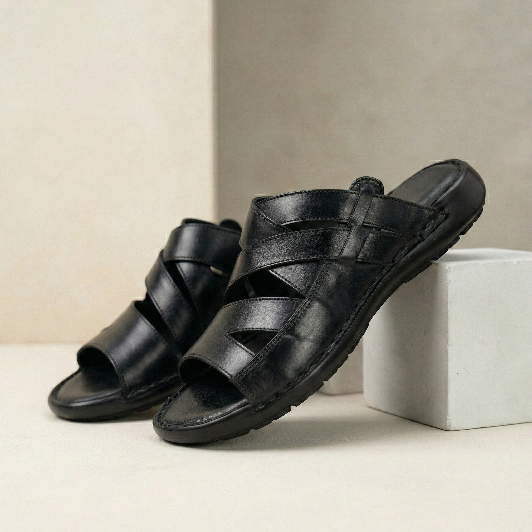 Men01 leather slipper