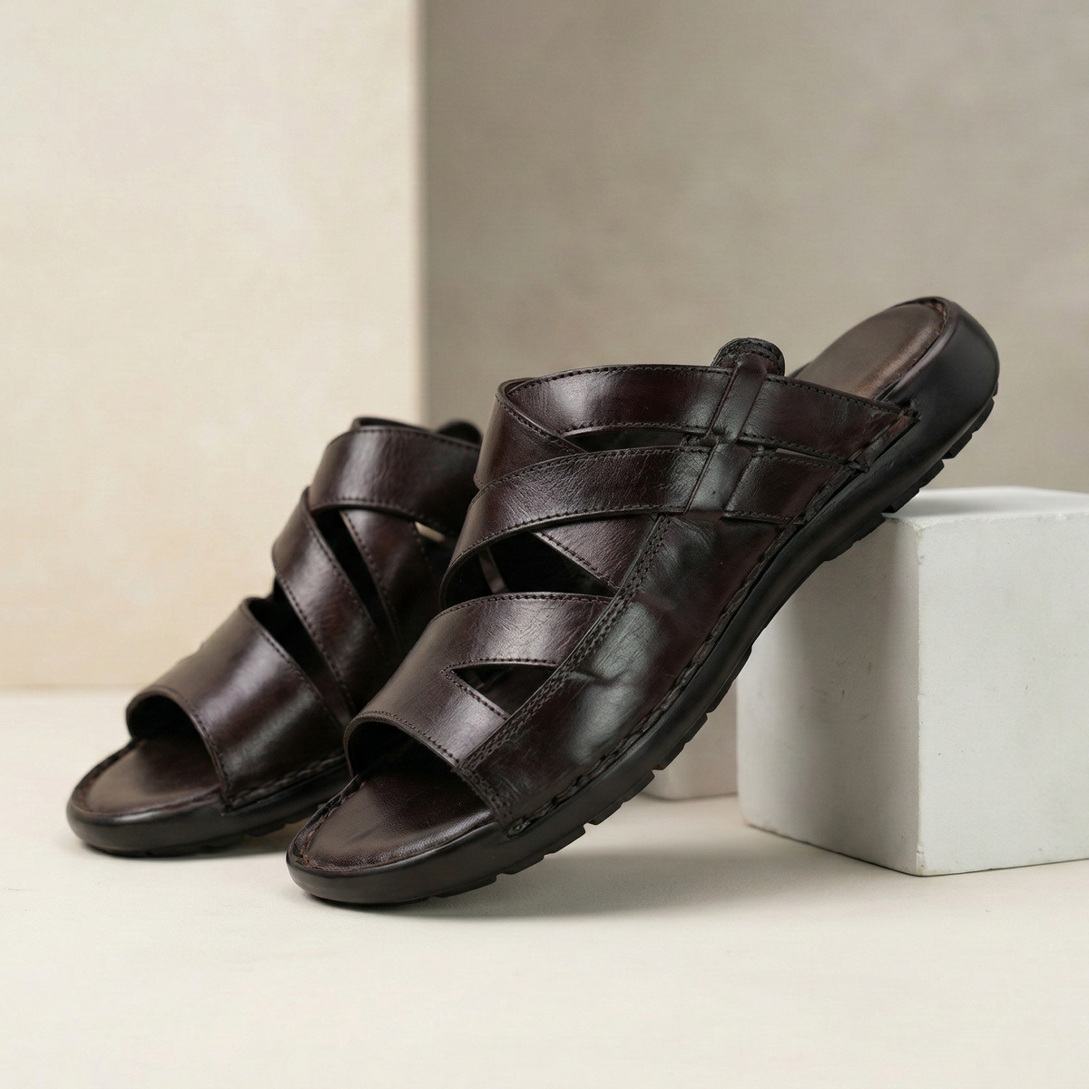 Men01 leather slipper