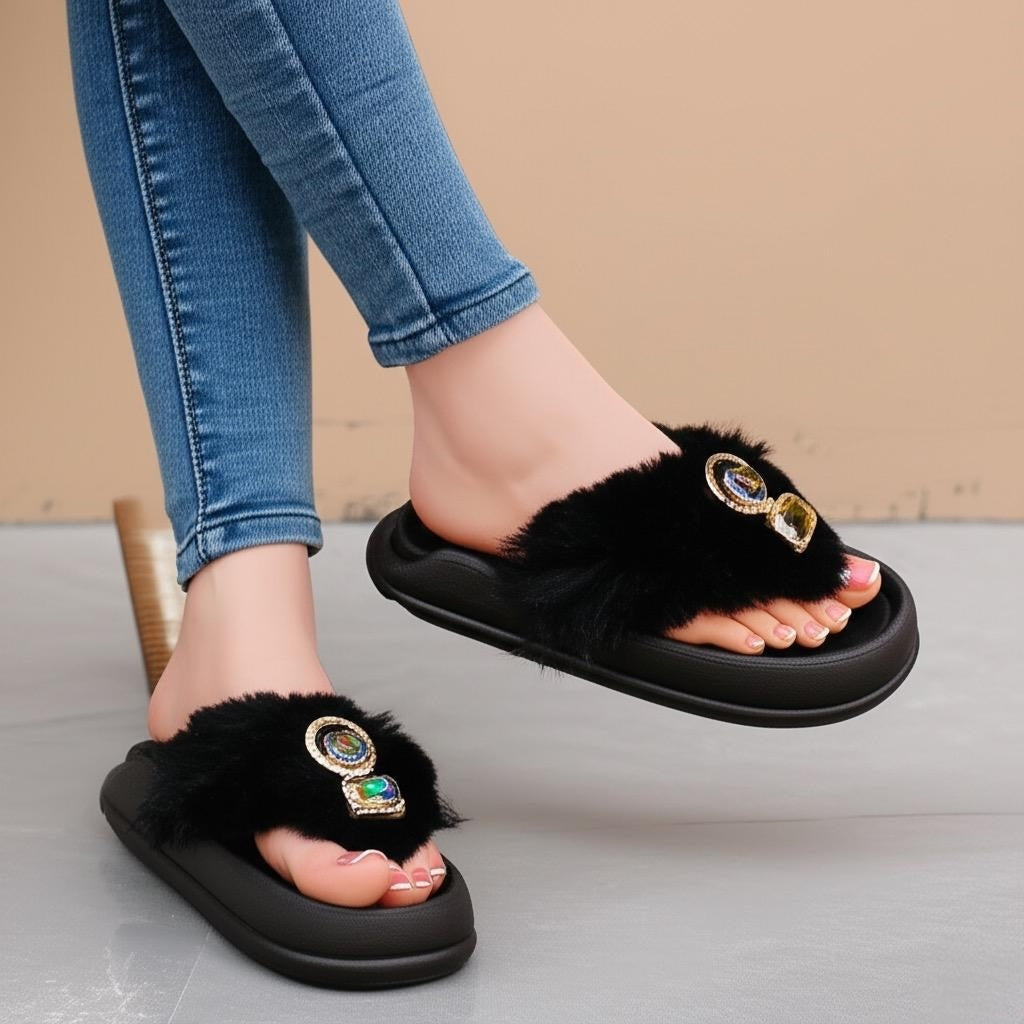 M0859 fur slipper