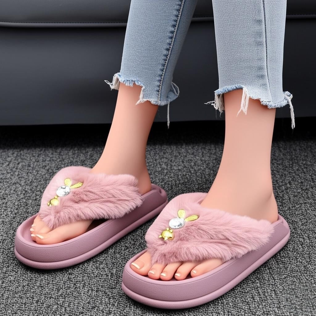 M0855 fur flipflop