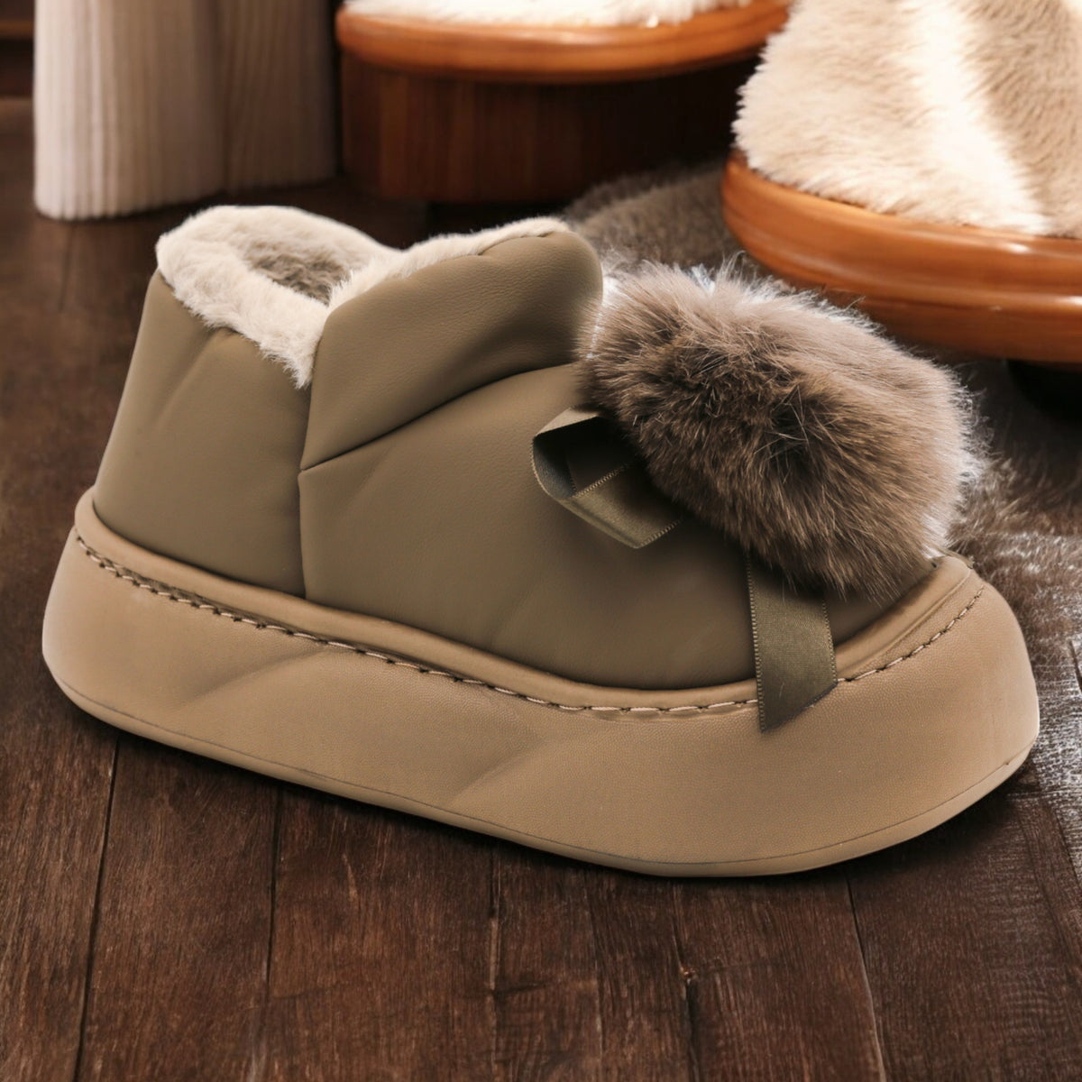 Warm fur shoes