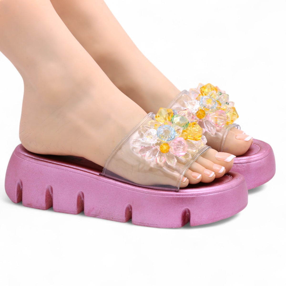 Transparent pearl slipper-R15-3