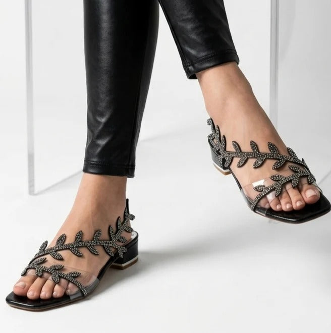 Transparent block heel